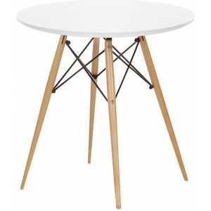 mesa tower base madera tapa blanca 80 cms de diametro