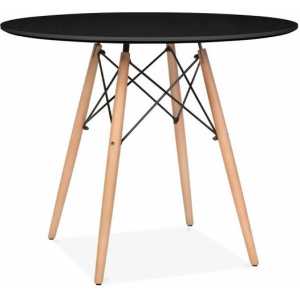 mesa tower base madera tapa negra 100 cms de diametro