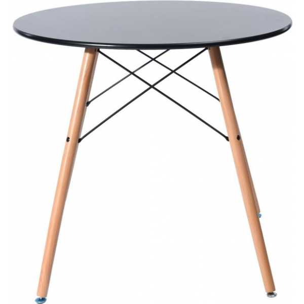 mesa tower base madera tapa negra 80 cms de diametro 1