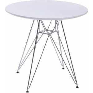 mesa tower cromada tapa blanca 80 cms de diametro