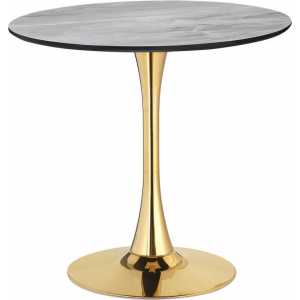 mesa tul base de metal dorada tapa laminada 90 cms de diametro