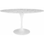 mesa tul oval fibra de vidrio marmol blanco 160 x 90 cms