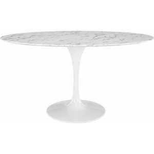 mesa tul oval fibra de vidrio marmol blanco 160 x 90 cms