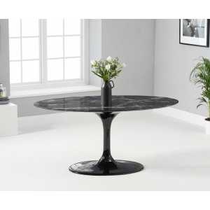 mesa tul oval fibra de vidrio marmol negro 160 x 90 cms