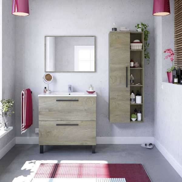 mueble lavabo 80cm 2 cajones y espejo air 1