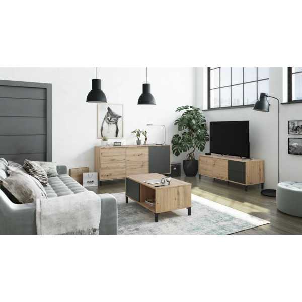 mueble tv 130cm gris y roble urban plus 3