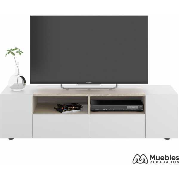 mueble tv madera y blanco moderno 0f6624a