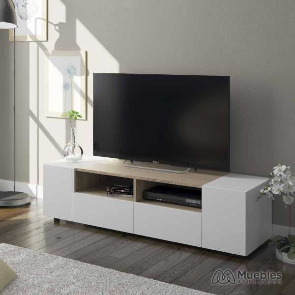 mueble tv madera y blanco roble 0f6624a