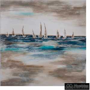 pintura barcos azul gris lienzo 120 x 350 x 120 cm