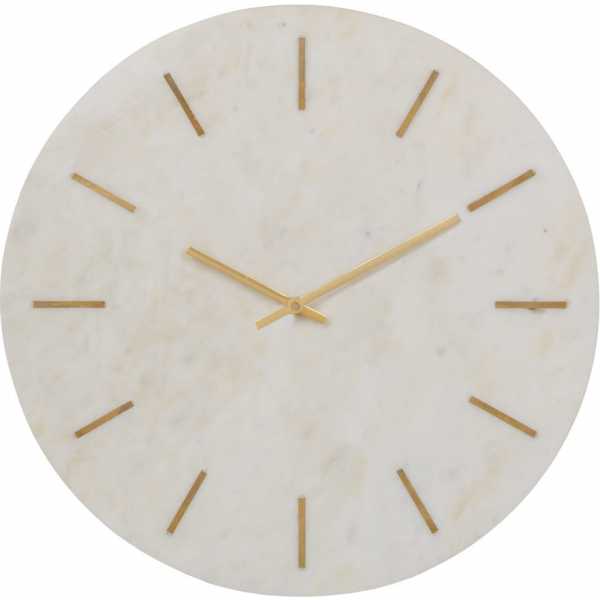 Reloj pared blanco marmol decoracion 41 x 2 x 41 cm