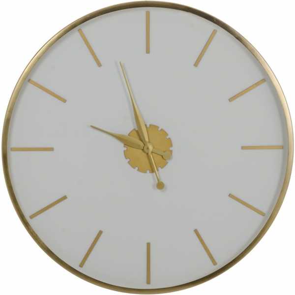 Reloj pared blanco oro acero cristal 76 x 76 cm