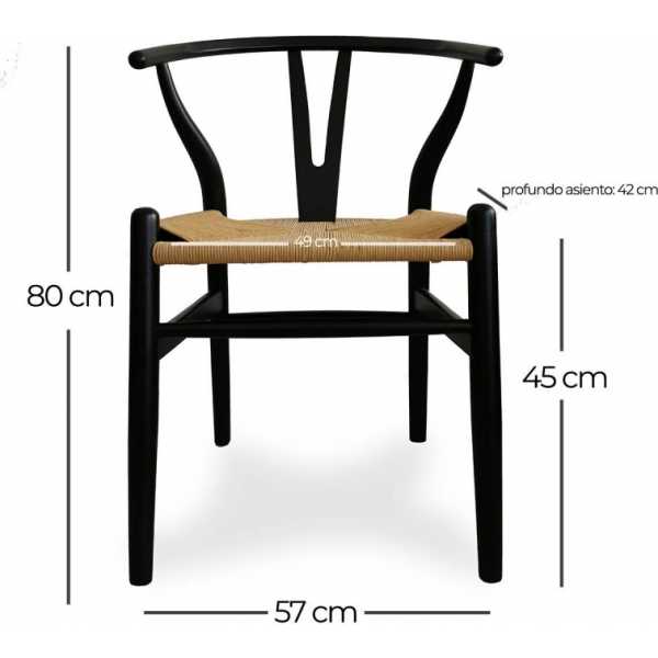silla altea madera negra rattan natural 7