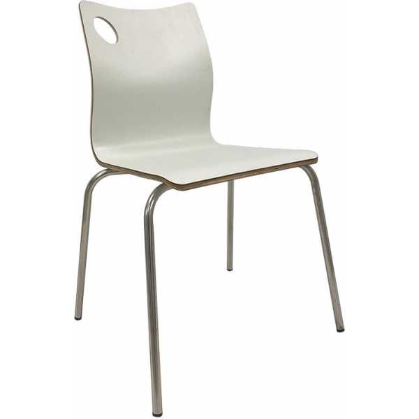 silla amelie apilable acero inoxidable asiento laminado hpl blanco roto