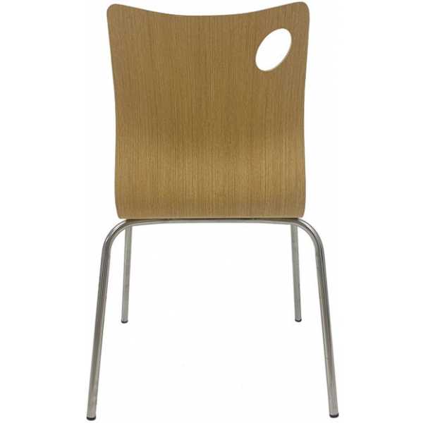 silla amelie apilable acero inoxidable asiento laminado hpl color natural 3