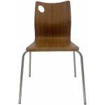 silla amelie apilable acero inoxidable asiento laminado hpl color nogal 1