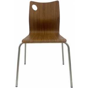 silla amelie apilable acero inoxidable asiento laminado hpl color nogal 1