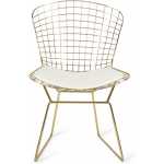 silla bertoia oro asiento blanco