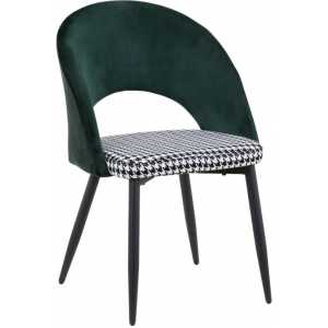 silla cleo metal tapizado verde con pata de gallo