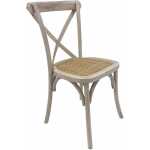 silla cross apilable madera de haya blanco vintage asiento de ratan