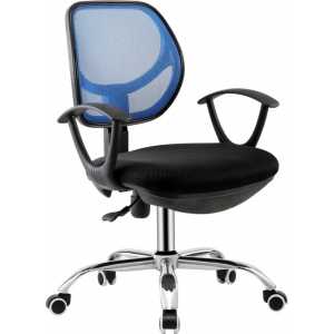 silla de oficina mirafiori brazos malla azul y tejido negro