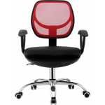 silla de oficina mirafiori brazos malla roja y tejido negro 1