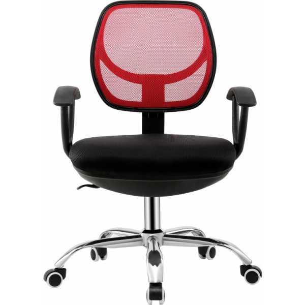 silla de oficina mirafiori brazos malla roja y tejido negro 1