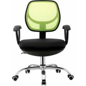 silla de oficina mirafiori brazos malla verde y tejido negro 1