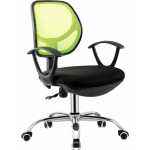 silla de oficina mirafiori brazos malla verde y tejido negro
