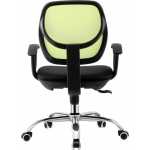 silla de oficina mirafiori brazos malla verde y tejido negro 2