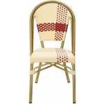 silla garnier apilable aluminio ratan beige y rojo