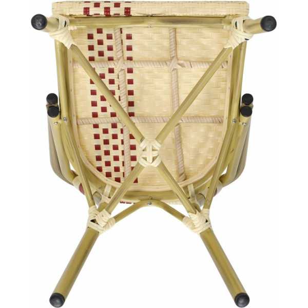 silla garnier apilable aluminio ratan beige y rojo 2