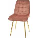 silla gilda metal dorado tejido velvet rosa coral