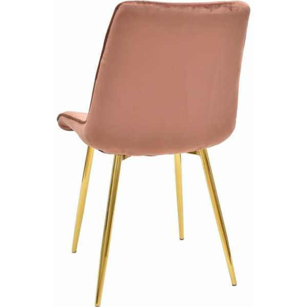 silla gilda metal dorado tejido velvet rosa coral 2