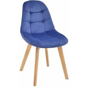 silla lorena madera tapizada velvet azul