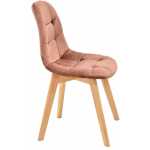 silla lorena madera tapizada velvet rosa coral 1