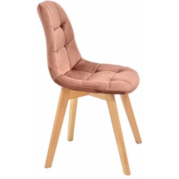 silla lorena madera tapizada velvet rosa coral 1