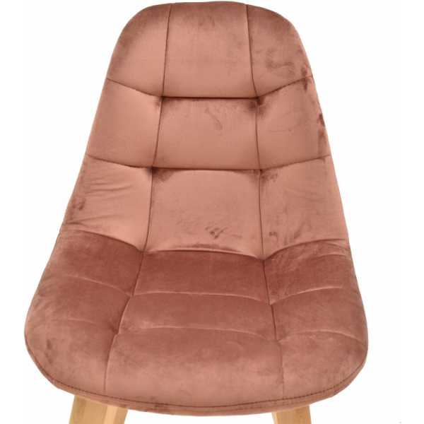 silla lorena madera tapizada velvet rosa coral 3