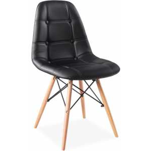 silla marcela madera similpiel negra