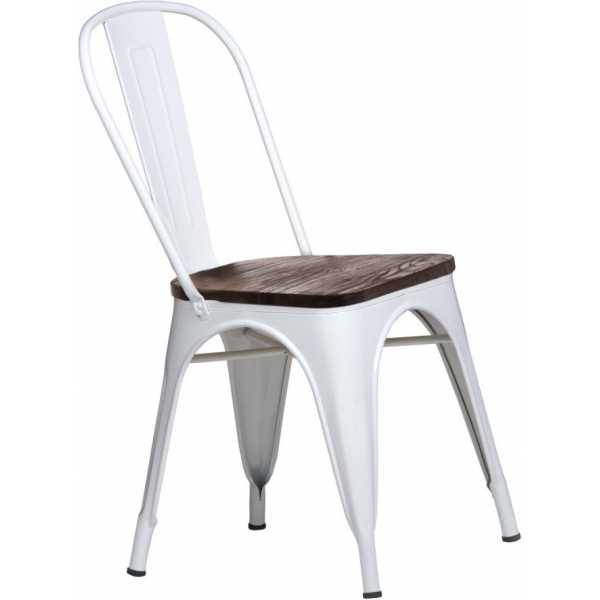 silla metal y madera volt blanca