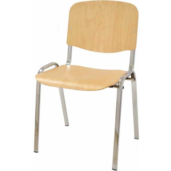 silla niza new chasis cromado asiento y respaldo en madera natural