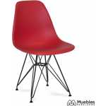silla roja pvc patas metalicas negras