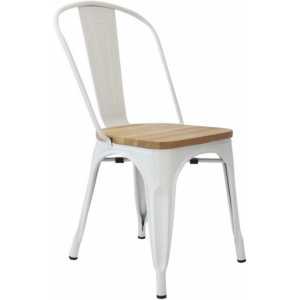 silla tol acero madera blanca