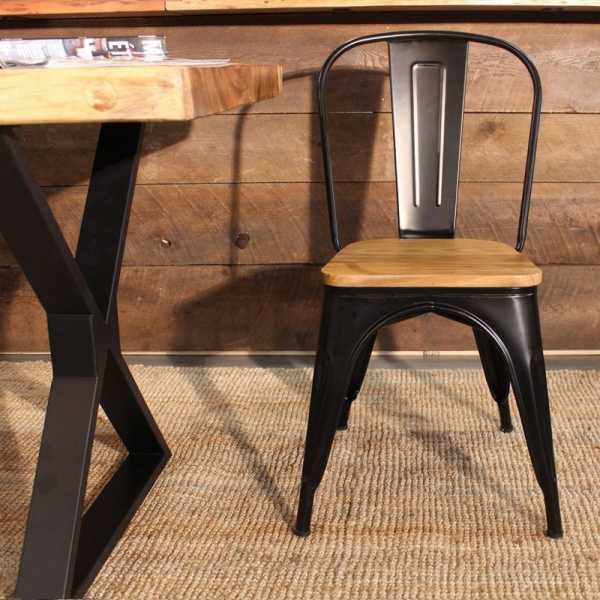 silla tol acero madera negra 1
