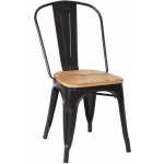 silla tol acero madera negra