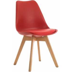 silla torre 4p ht madera polipropileno y cojin rojo