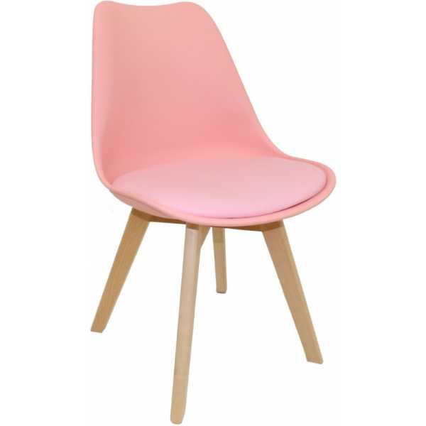 silla torre 4p ht madera polipropileno y cojin rosa 2