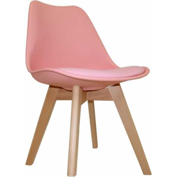 silla torre 4p ht madera polipropileno y cojin rosa