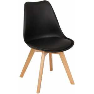silla torre 4p su madera polipropileno y cojin negro