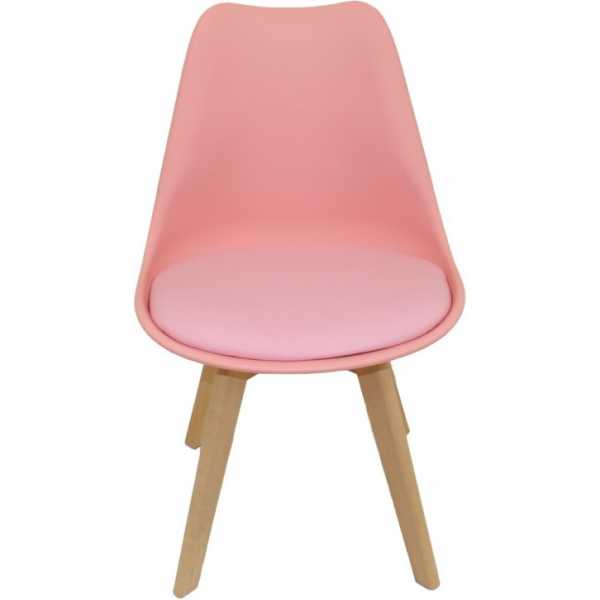 silla torre 4p su madera polipropileno y cojin rosa 1