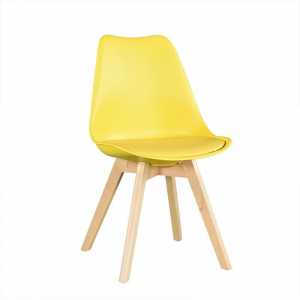 silla torre ht madera polipropileno y cojin amarillo